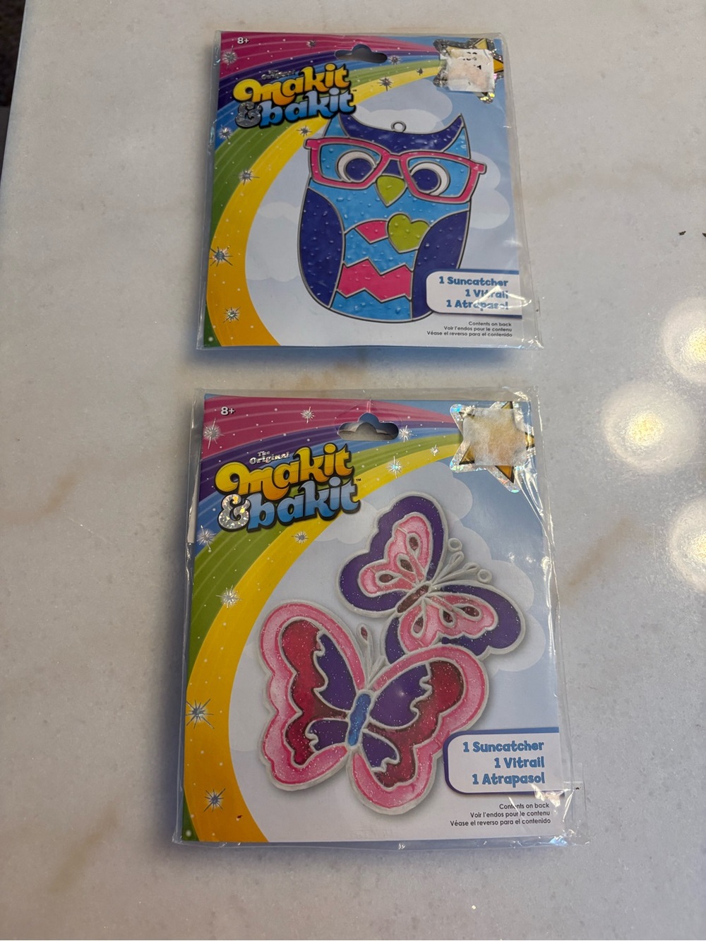 Makit & Bakit Kids Suncatcher Craft Set — Pink & Purple Butterfly and Owl